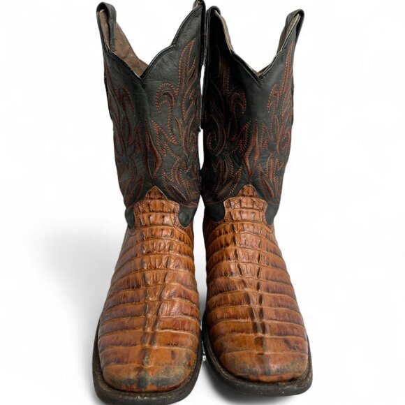 Reywelt Leather Crocodile or Alligator Western Square Toe Cowboy Boots Men's 7.5 - Picture 3 of 14